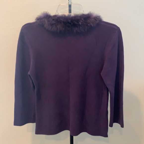 Purple fur collar soft sweater - Picture 3 of 4